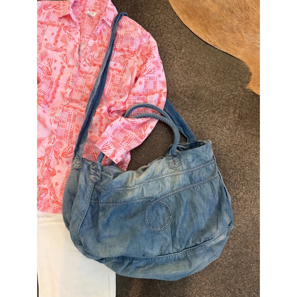 One Teaspoon Blue Suede Overnighter Denim Tote Bag Crossbody 19575A NWT - Picture 2 of 6